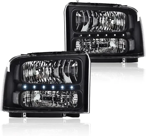 Miniatura 14 de CHEDA Conjunto de faros LED DRL, compatible con Ford F250 F350 F450 F550 Super Duty 2005 2006 2007 (lente transparente carcasa negra reflector ámbar)