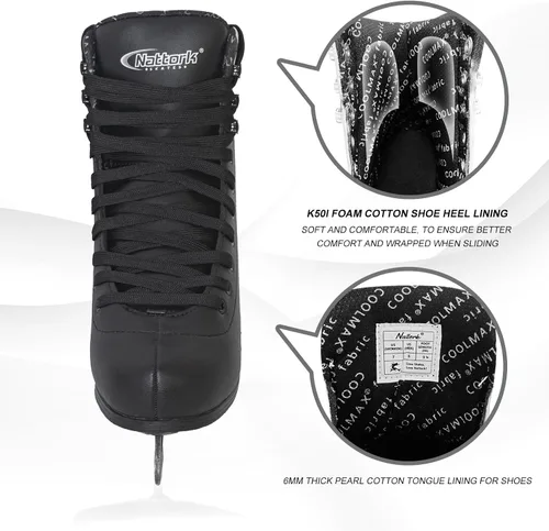Miniatura 5 de Nattork Patines de Figura con Hojas de Acero Inoxidable de Excelencia para Patinaje sobre Hielo con Soporte Mejorado, Rendimiento de Fuerza