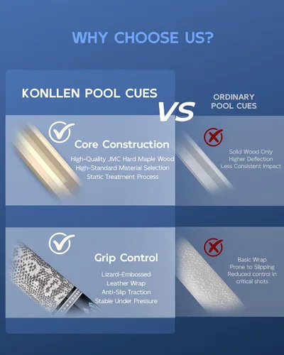 Miniatura 9 de KONLLEN Maple Pool Cue Stick – Low Deflection Performance Billiard Cue for Adults, Professional Play