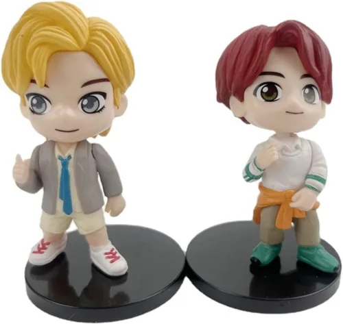 Miniatura 3 de Juego de 7 piezas de adornos para pasteles de personajes BTS, figuras de acción, juguetes, mini figuras BTS, muñecos, suministros para fiestas