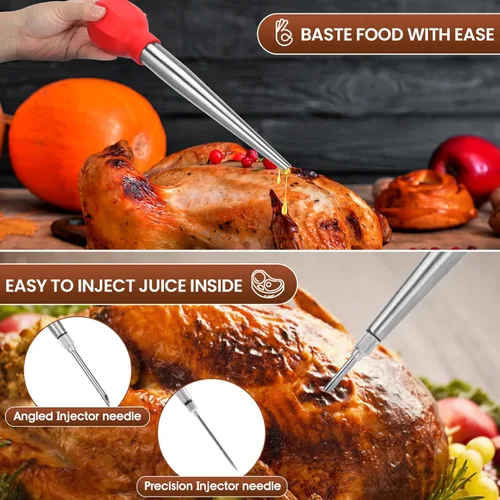 Miniatura 6 de SCHVUBENR Juego grande de bastador de pavo - Herramienta de bastador de acero inoxidable para cocinar - Incluye cepillo para untar, cepillo