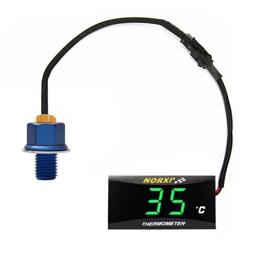 Miniatura 20 de Medidor de temperatura de aceite de motocicleta Medidor digital de temperatura de aceite termómetro electrónico con adaptador de sensor de Azul