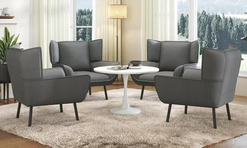 Miniatura 9 de AMERLIFE Silla decorativa, silla tapizada para sala de estar con respaldo alto, sillón de lectura gris para dormitorio, cómoda silla de pana