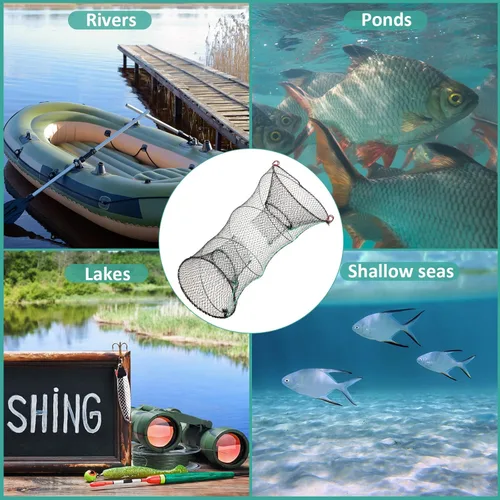 Miniatura 7 de Paquete de 4 trampas de cebo de pesca, trampa para cangrejos, trampa para cangrejos, trampa de langosta, trampa de langosta y camarones, trampas