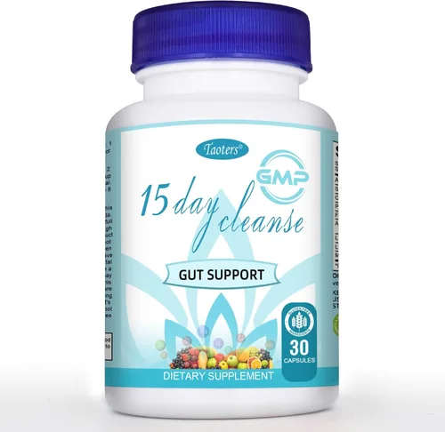TAOTERS 15 Day Cleanse Gut Support 1 paquete, suplemento de desintoxicación con Senna, Cascara Sagrada y cáscara de psyllium, para hombres y mujeres