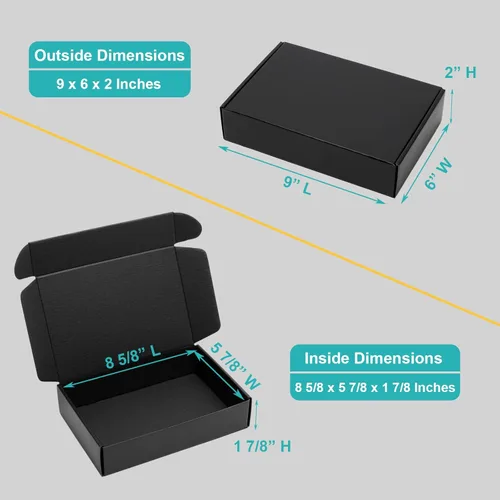 Miniatura 2 de Mcfleet Cajas de envío negras de 9 x 6 x 2 pulgadas, paquete de 24 cajas de correo de cartón corrugado para pequeñas empresas, con bloqueo de Negro