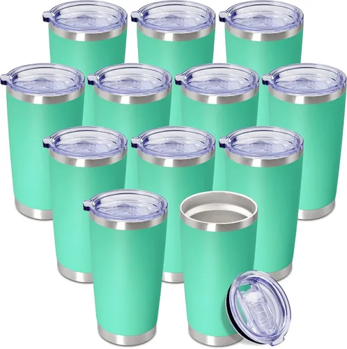 Miniatura 17 de Vaso de viaje de café de 20 onzas a granel con tapa, acero inoxidable de doble pared aislada al vacío, tazas con recubrimiento en polvo, para Rosa