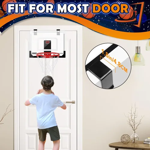 Miniatura 6 de Mini juego de aro de baloncesto para niños y adultos, aro de baloncesto de montaje en pared para puerta con 4 pelotas de baloncesto pequeñas