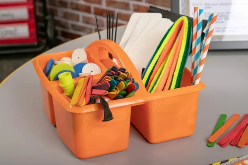 Miniatura 2 de Teacher Created Resources Organizador de almacenamiento de plástico portátil naranja, paquete de 6 para aulas, habitación de niños y organización