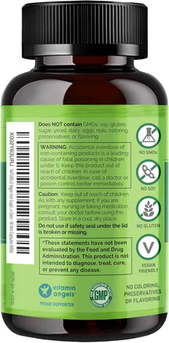 Miniatura 7 de NATURELO Suplemento de hierro vegano con vitamina C y alimentos integrales orgánicos, píldoras de hierro suaves para mujeres y hombres