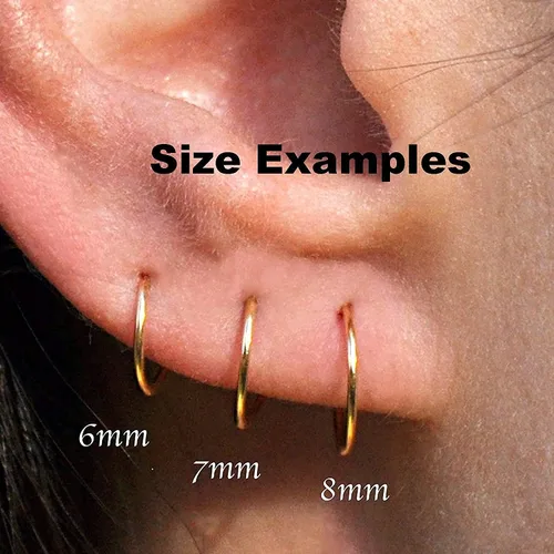 Miniatura 64 de Aretes de aro dorados y plateados para cartílago, nariz, tabique, oreja, hélix, tragus, joyería para mujer, hipoalergénicos, pequeños aros