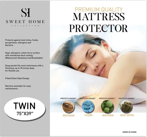 Miniatura 7 de Sweet Home Collection Protector de colchón impermeable de alta calidad, protector de cama de algodón suave con revestimiento trasero de membrana