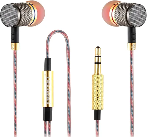 Betron YSM1000 Auriculares intrauditivos con cable, aislamiento de ruido con potente sonido de graves, cable sin enredos y conector de 3.5mm para