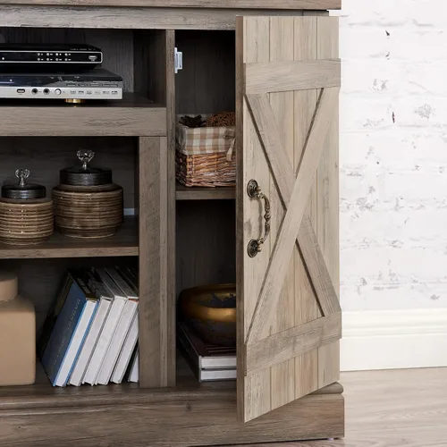 Miniatura 3 de Farmhouse Classic Media - Soporte de TV antiguo para TV de hasta 50 pulgadas con espacio de almacenamiento abierto y cerrado