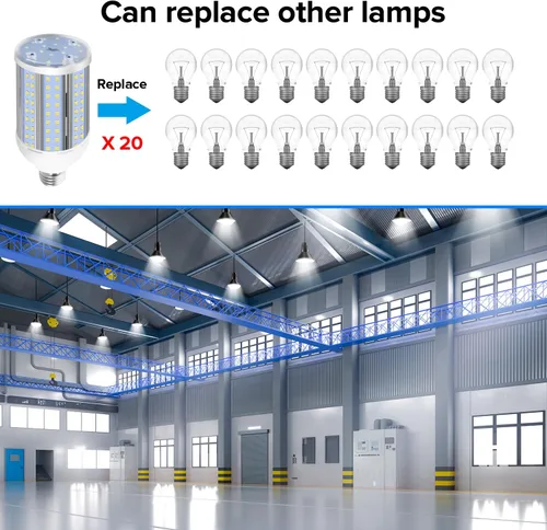 Miniatura 3 de HJFF Bombilla LED equivalente a 500 W, 8750 lúmenes, 60 W, 6000 K, luz blanca fría E26/E27, base media, bombilla de maíz para exteriores