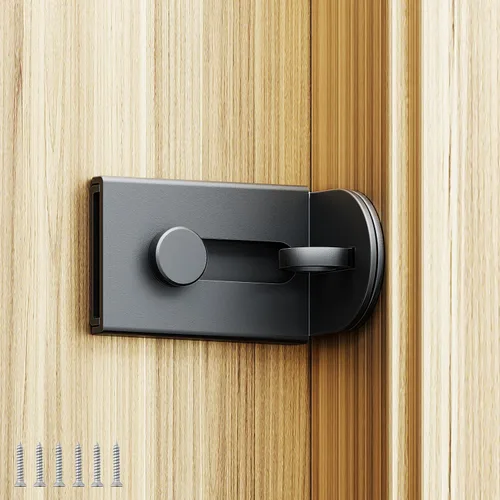 Miniatura 13 de Cerradura de puerta corredera, cerradura de cerrojo de puerta de 90 grados, candado de seguridad de ángulo recto de acero inoxidable con tornillos