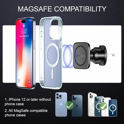 Miniatura 8 de aetos Soporte magnético elegante para teléfono con 20 imanes N52 fuertes y gancho de metal. Diseño minimalista clásico para iPhone 17, 16, 15, 14