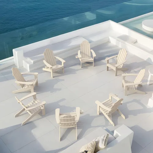 Miniatura 18 de LUE BONA HDPS Sillas Adirondack Set de 2, Silla para Hoguera al Aire Libre Resistente a la Intemperie con Portavasos, Silla Moderna de Plástico