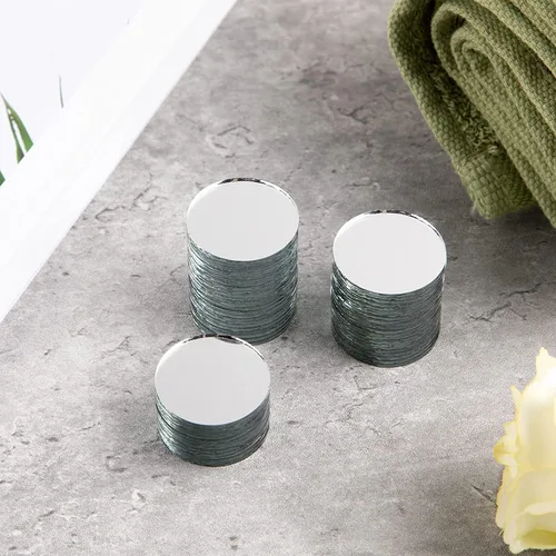Miniatura 3 de 20 azulejos redondos de espejo de vidrio, hojas de espejo circular pequeño de 2.36 pulgadas, azulejos de mosaico autoadhesivos para paredes