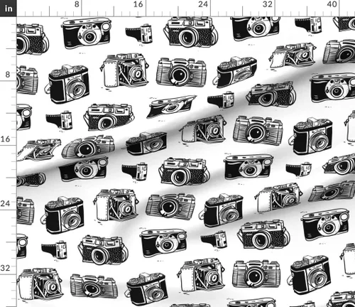 Miniatura 3 de Spoonflower Tela – Fotografía en blanco y negro Foto Vintage Cámara impresa en tela de algodón Petal Signature por The Yard – Coser acolchado Ropa