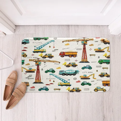 Miniatura 2 de Tapete de baño para excavadora para niños, alfombra de puerta de tractor, maquinaria para camiones, alfombras de baño de vehículos de construcción