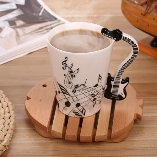 Miniatura 4 de Taza de guitarra de 12.9 onzas, nota musical, té, café, leche, taza de música de cerámica, regalos para guitarristas, músicos, regalo para mujeres