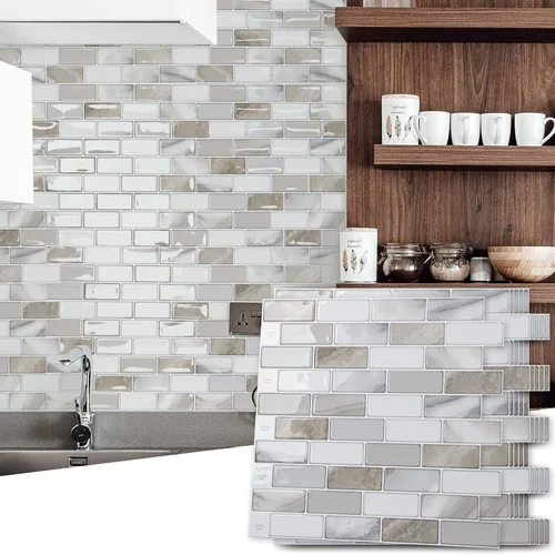 Miniatura 2 de Art3d - 10 hojas de azulejos adhesivos antisalpicaduras para cocina - 30 x 30 cm, adhesivo de pared para cocina, baño, encimera y sala de estar