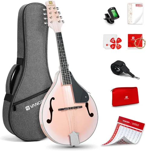 Miniatura 10 de Vangoa Instrumento de Mandolina de Caoba Eléctrico Acústico Estilo A, Mandolina Musical para Principiantes, Adultos, Adolescentes, Niños, Negro