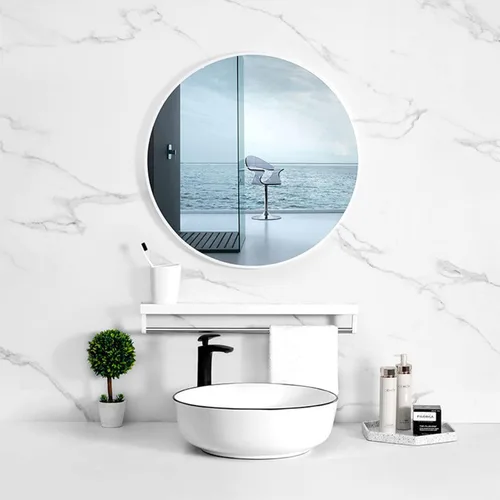 Miniatura 6 de Azulejos de espejo de pared redondos de 12'', reflejo de alta claridad, autoadhesivos, láminas de espejo acrílico, pegatinas circulares para baño