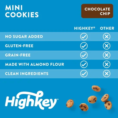Miniatura 7 de Highkey Galletas con chispas de chocolate keto; paquete de 3 bocadillos bajos en carbohidratos; alimento keto; galletas altas en proteínas sin