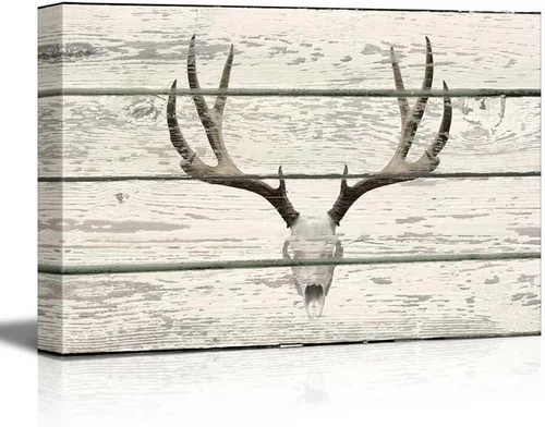 Miniatura 25 de wall26 - Obra de arte con estampado de madera de ciervo en bosque de abedules - Lienzo rústico para pared, arte para el hogar - 16 x 24 pulgadas