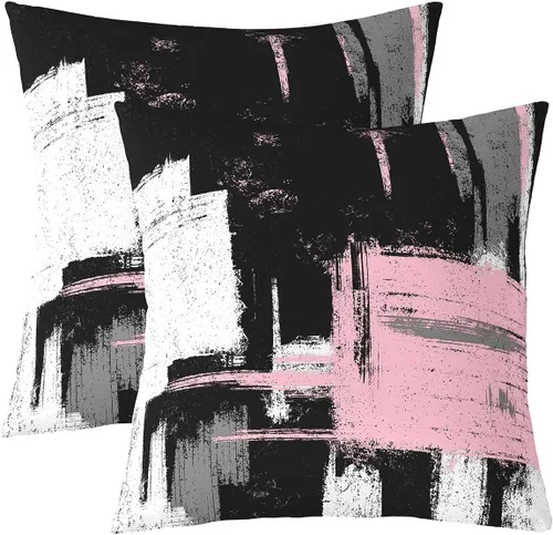 Miniatura 21 de Juego de 2 fundas de almohada abstractas de 16 x 16 pulgadas para niños, niñas, adolescentes, decoración de dormitorio, moderna a rayas, decoración