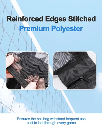 Miniatura 4 de 2Pcs Single Mesh Ball Bag for Basketball Soccer & Volleyball, Lightweight Net Storage with Zipper Pocket for Sports, Portable Drawstring Bags with