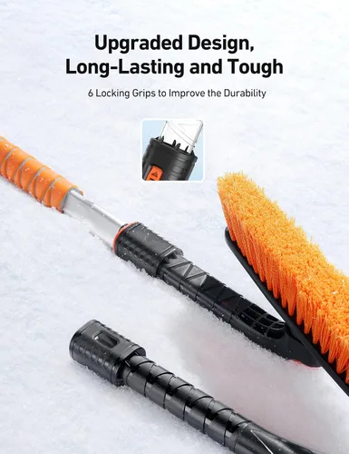 Miniatura 7 de AstroAI Kit de raspador de hielo y pala de nieve de 2 pulgadas, raspadores de hielo de 47.2 pulgadas para parabrisas de automóvil y cepillo de nieve