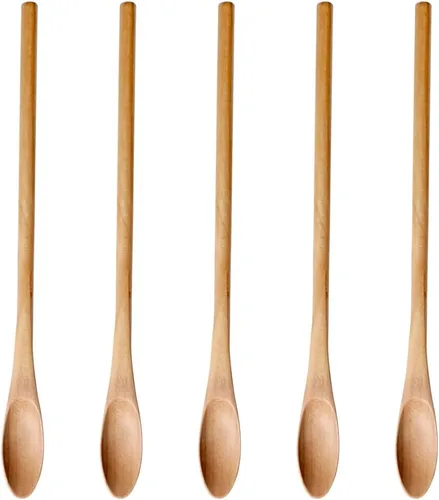 Miniatura 11 de Meiyahome - Cuchara helada de 8.3 in, cuchara ovalada de madera de 8 pulgadas, cuchara elíptica, cuchara agitadora de madera maciza, mango redondo