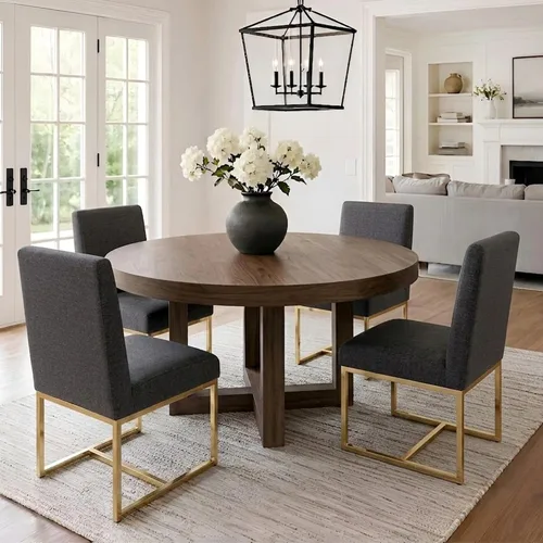 Miniatura 11 de VESCASA Sillas de comedor tapizadas de piel sintética con marco de metal negro, silla de cocina acolchada moderna de mediados de siglo