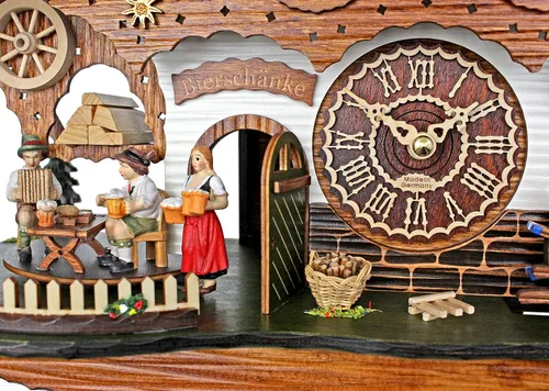 Miniatura 3 de Trenkle Reloj de cuco de cuarzo Casa de la Selva Negra con Camarera Móvil y Rueda de Molino Giratorio, con Música TU 4210 QMT HZZG