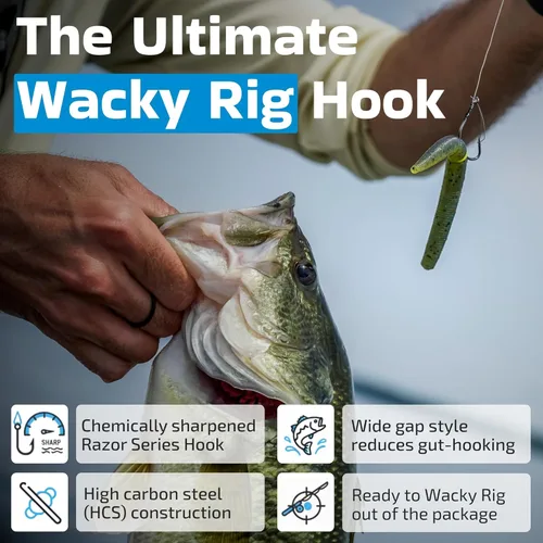 Miniatura 5 de Harmony Fishing - Razor Series Wacky Weedless WG Hooks - Los mejores anzuelos de pesca de lubina para The Wacky Rig y Neko Rig
