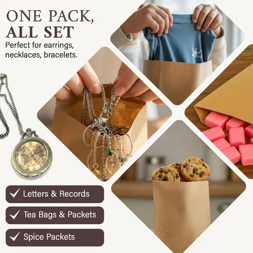 Miniatura 5 de OTURGC Paquete de 100 bolsas de papel kraft marrón, 6 x 9 pulgadas, tarjeta de regalo, dulces, galletas, dona, manualidades, recuerdo de fiesta