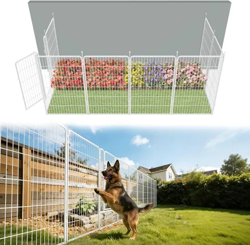 Miniatura 71 de FXW - Valla de jardín metálica y resistente para exteriores, barrera para perros y conejos, fácil instalación, negro, 24 pulgadas de alto x 29.6