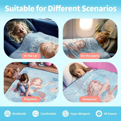 Miniatura 6 de Manta de sirena que brilla en la oscuridad, regalos para niñas, manta súper suave de 3, 4, 5, 6, 7, 8, 9 años, juguetes para niñas de 6 a 8 años