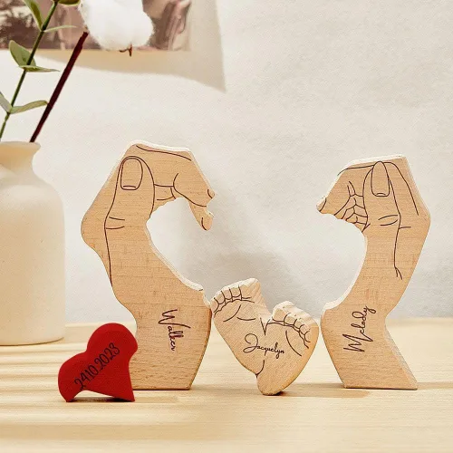 Miniatura 3 de Pies de bebé de madera personalizados con nombres de familia, We are One, rompecabezas de nombres de miembros de la familia personalizados, regalos