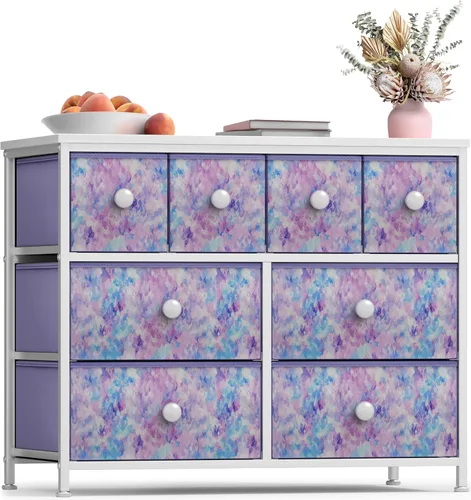 Sorbus Cómoda de tela para dormitorio de niños, cómoda de 8 cajones, torre de almacenamiento, organizador de ropa, para armario, para sala de