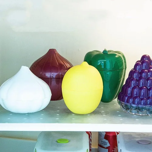 Miniatura 3 de XIYUAN 6 unidades de frutas y verduras en forma de alimentos reutilizables sellados para ahorrar pimienta, aguacate, cebolla, ajo, tomate y limón
