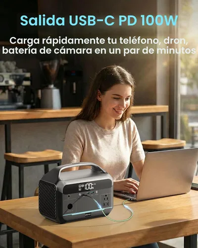 Miniatura 5 de Estación de energía portátil de 600W (pico de 1200W), generador solar de 288Wh (90,000mAh) con batería LiFePO4 y salidas de CA, carga rápida de 1.7H