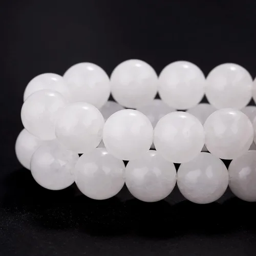 Miniatura 2 de Youngbling Cuentas de piedras preciosas naturales para la fabricación de joyas, cuentas redondas pulidas de jade blanco de 0.394 pulgadas, piedra