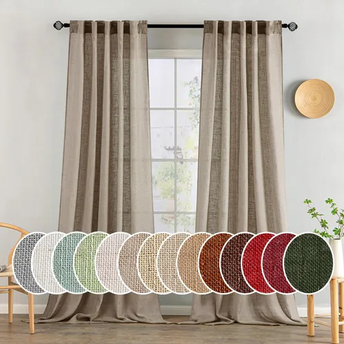 Miniatura 73 de MIULEE Cortinas de lino blanco de 108 pulgadas de largo para dormitorio, sala de estar, cortinas de ventana con textura de lino suave y grueso, Lino