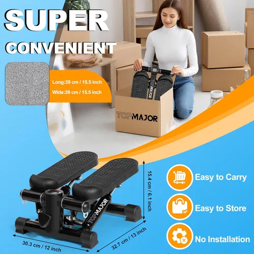 Miniatura 4 de TOPMAJOR Steppers para ejercicio en casa con capacidad de peso de 330 libras, bandas de resistencia y alfombrilla antideslizante para entrenamiento