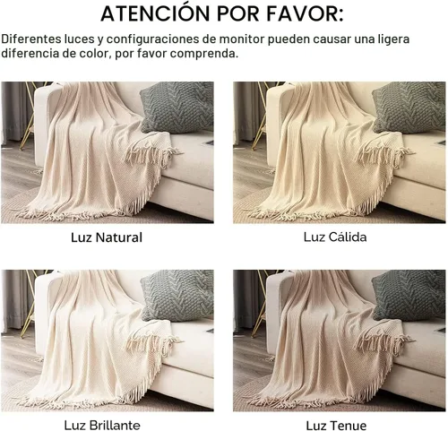 Miniatura 6 de lifein Manta de felpilla de 50 x 60 pulgadas, suave manta de punto bohemio para sofá, acogedora decoración de casa de campo, manta ligera para todas