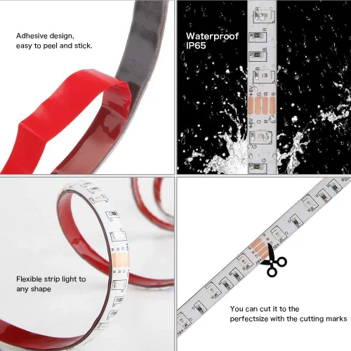 Miniatura 4 de Geekeep - Tira de luces LED a pilas, impermeables, flexibles, tiras de luz LED SMD 5050 con cinta de luz LED (6.56 pies, blanco frío)